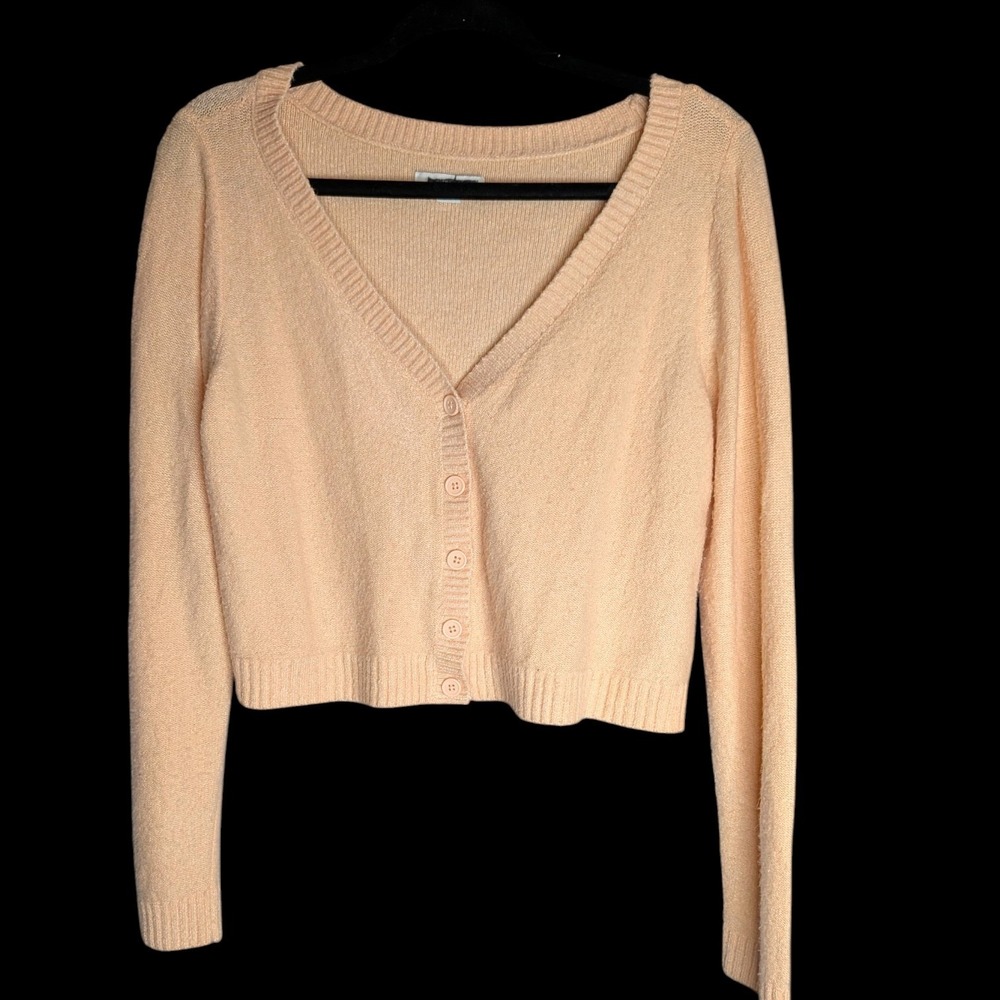 American Eagle Crop Cardigan V-Neck Button Up Sweater Knit Med Y2K AE Academia